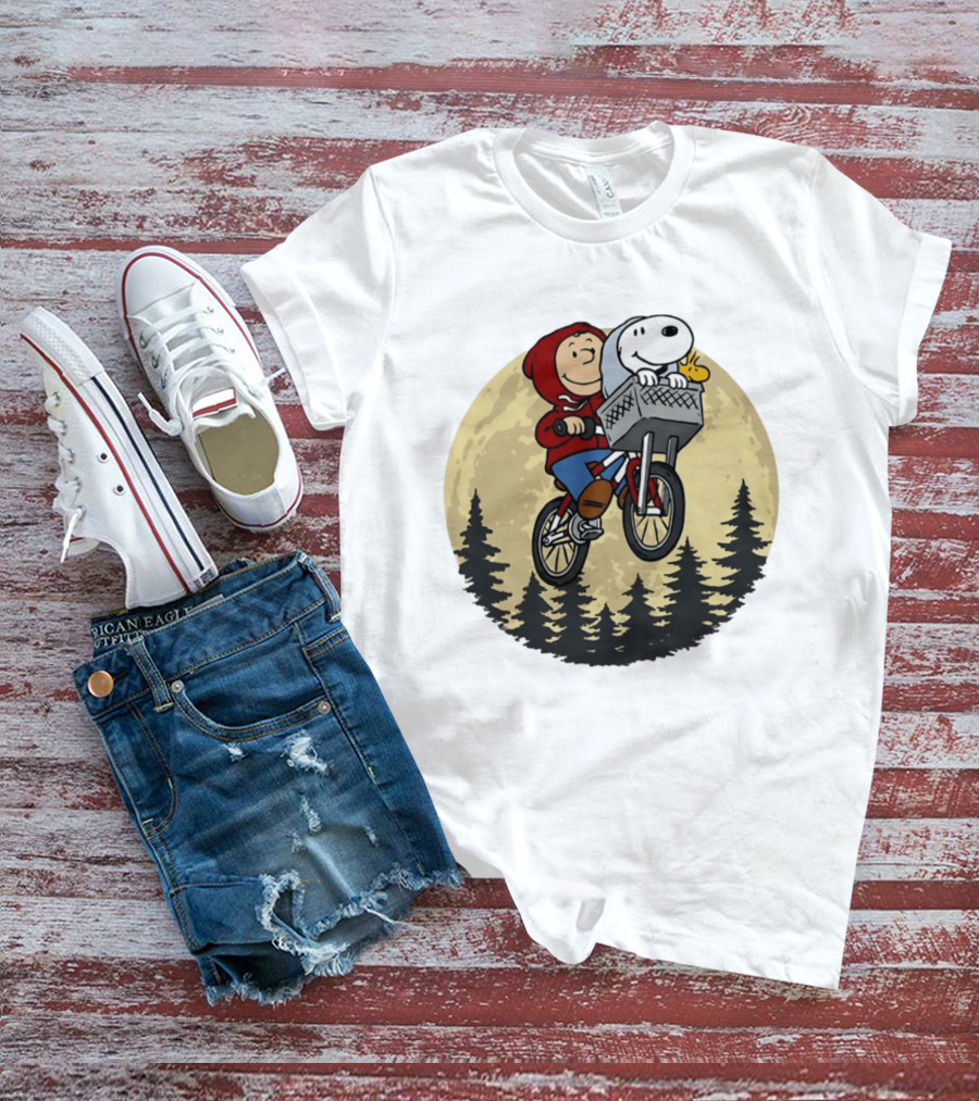 Moon Ride Snoopy And Charlie Brown Bicycle Adventure T-Shirt
