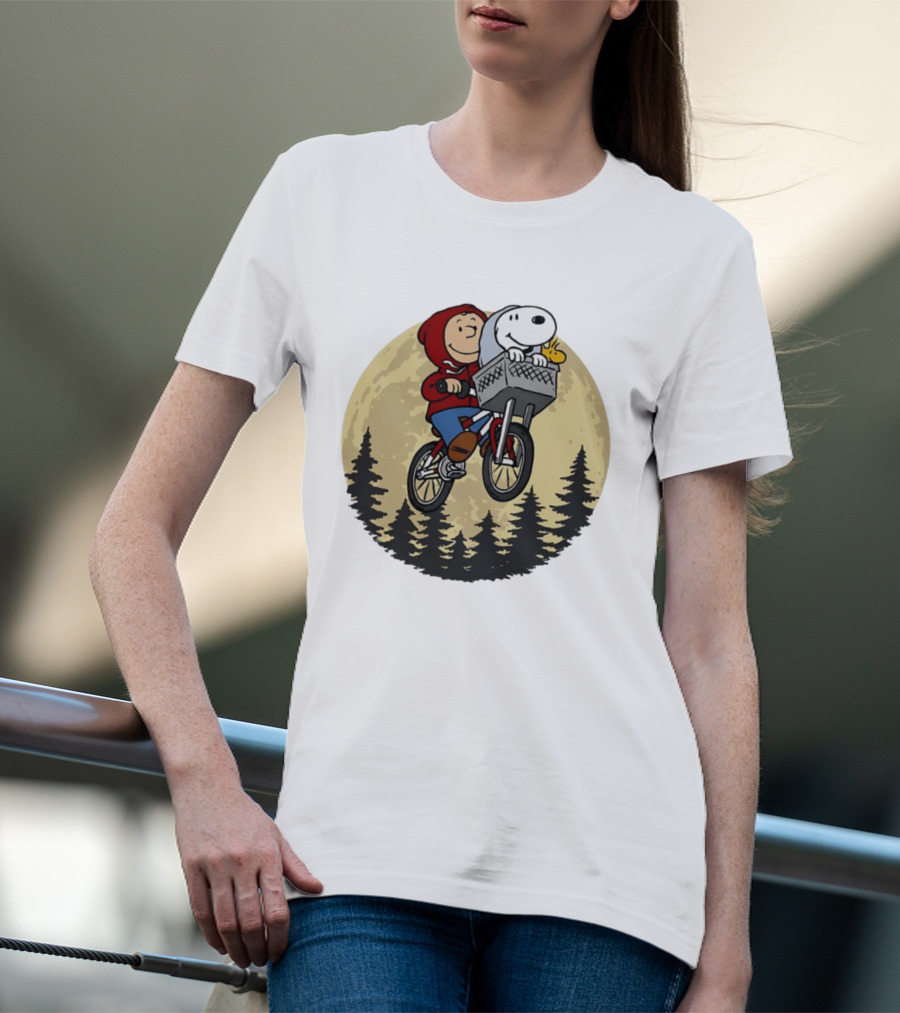 Moon Ride Snoopy And Charlie Brown Bicycle Adventure T-Shirt