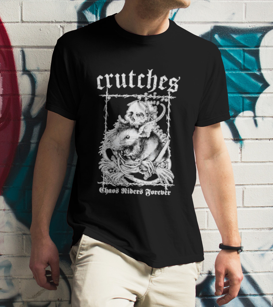 Crutches Chaos Riders Forever Skull Punk Rock T-Shirt