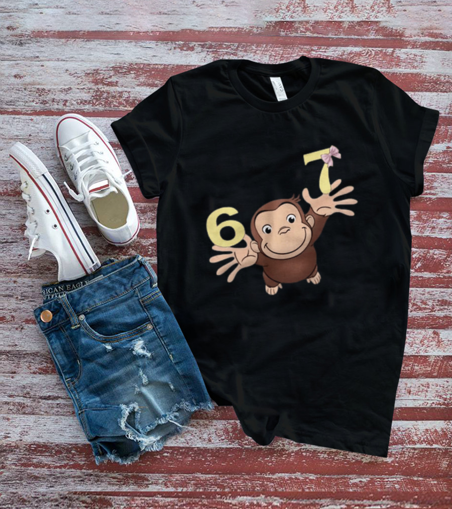 Curious George 67 Birthday Celebration Monkey And Numbers T-Shirt