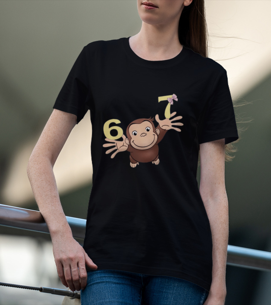 Curious George 67 Birthday Celebration Monkey And Numbers T-Shirt