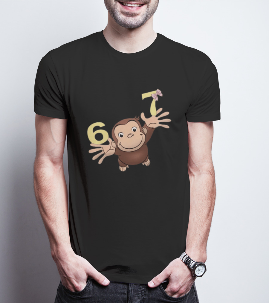 Curious George 67 Birthday Celebration Monkey And Numbers T-Shirt