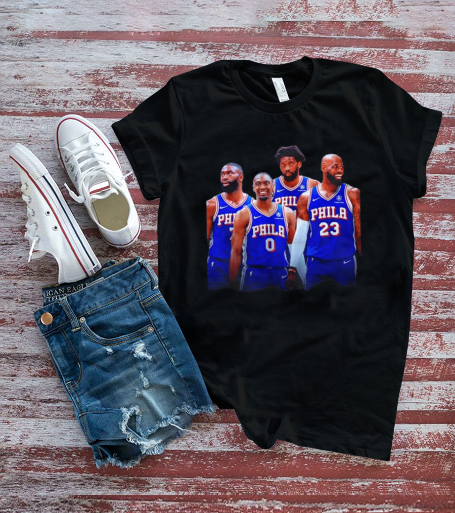 Philadelphia 76ers Joel Embiid Tyrese Maxey Paul George LeBron James NBA Team T-Shirt