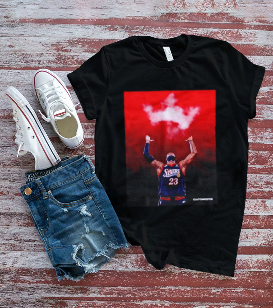 LeBron James Philadelphia 76ers No 23 ClutchPoints King Celebration T-Shirt