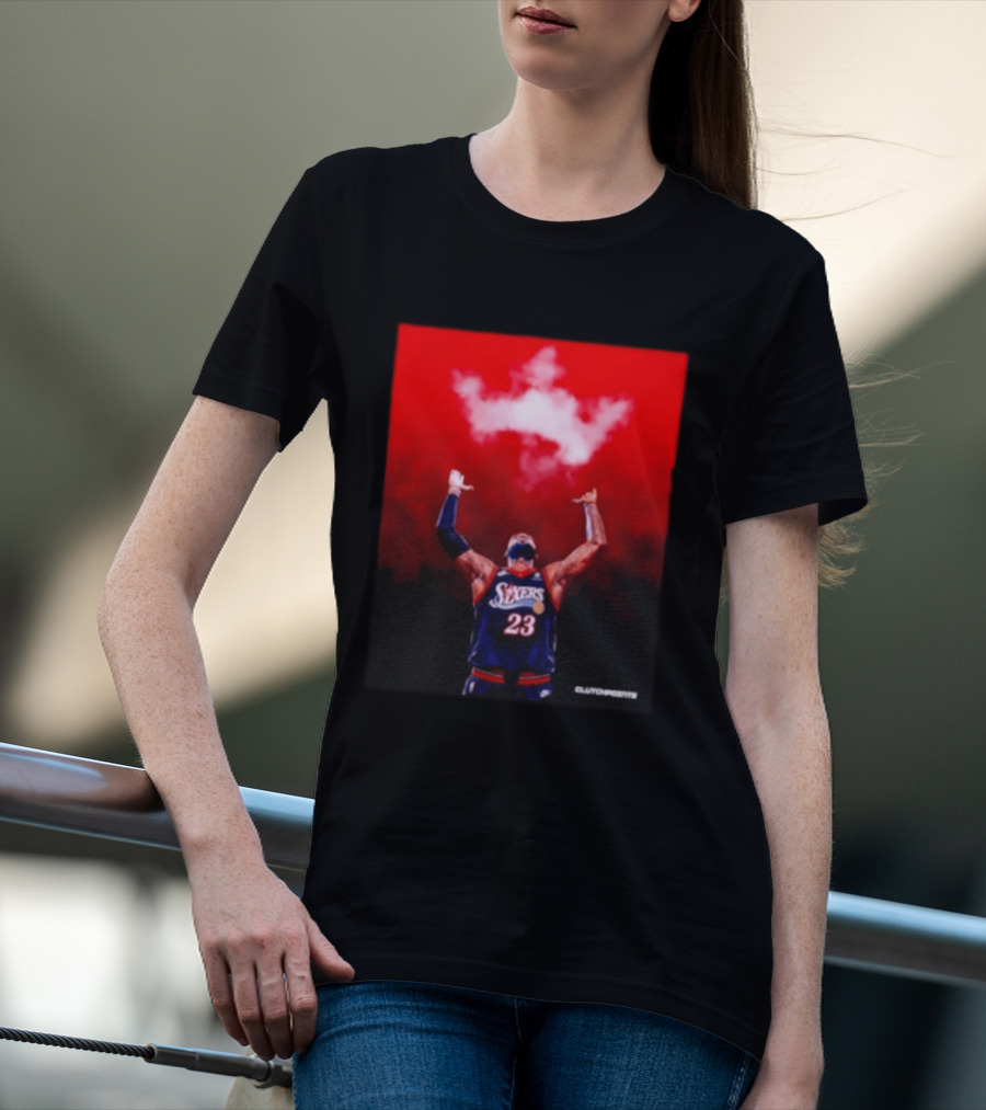 LeBron James Philadelphia 76ers No 23 ClutchPoints King Celebration T-Shirt
