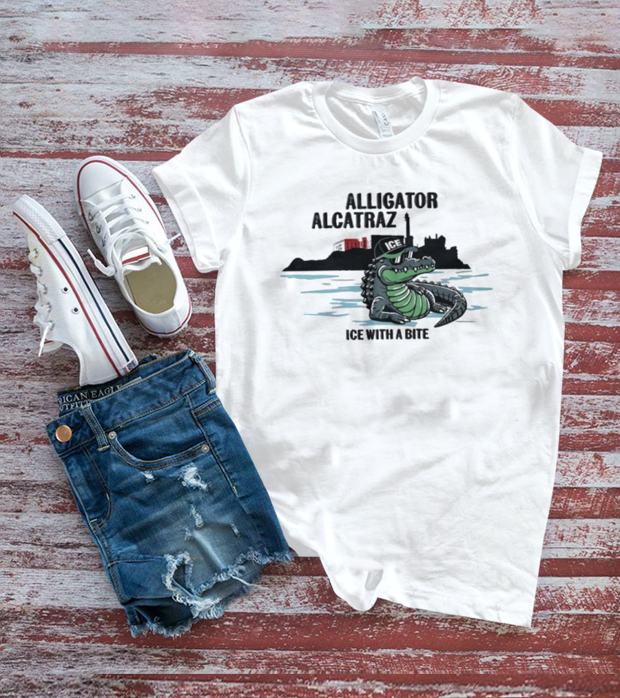 Alligator Alcatraz Ice With A Bite Chilling Reptile At San Francisco Bay T-Shirt