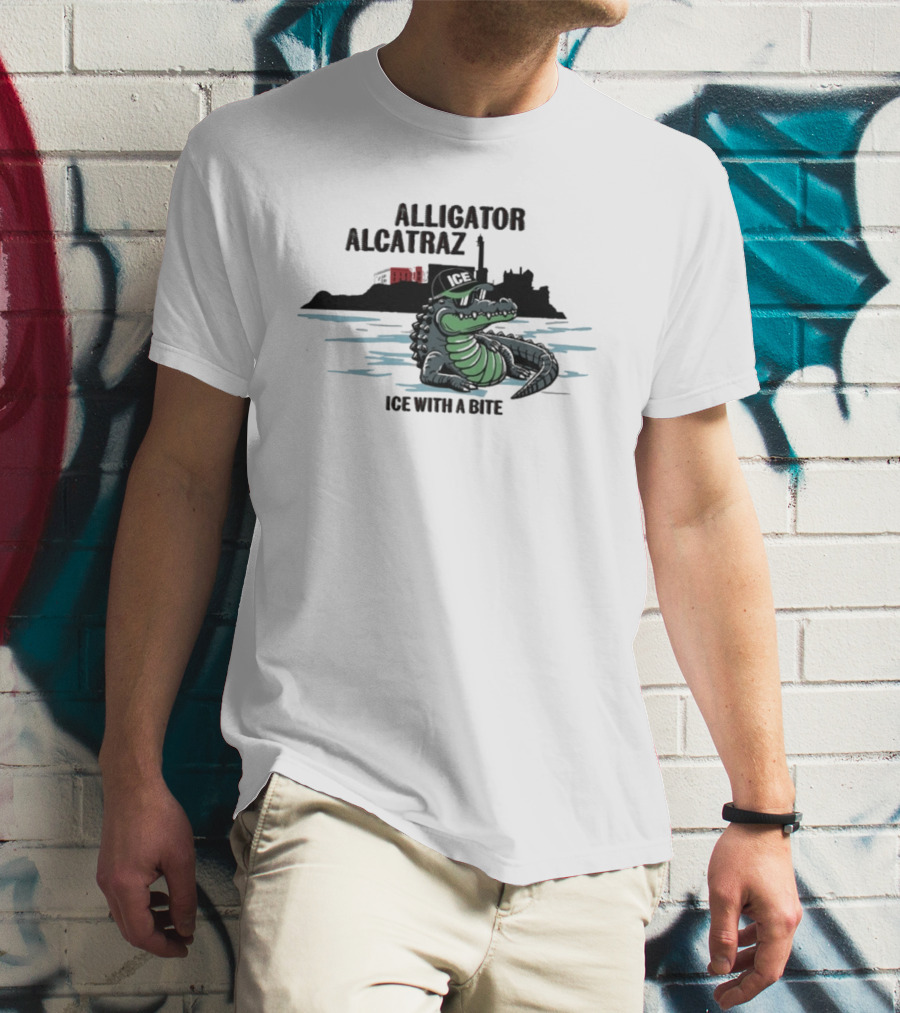Alligator Alcatraz Ice With A Bite Chilling Reptile At San Francisco Bay T-Shirt