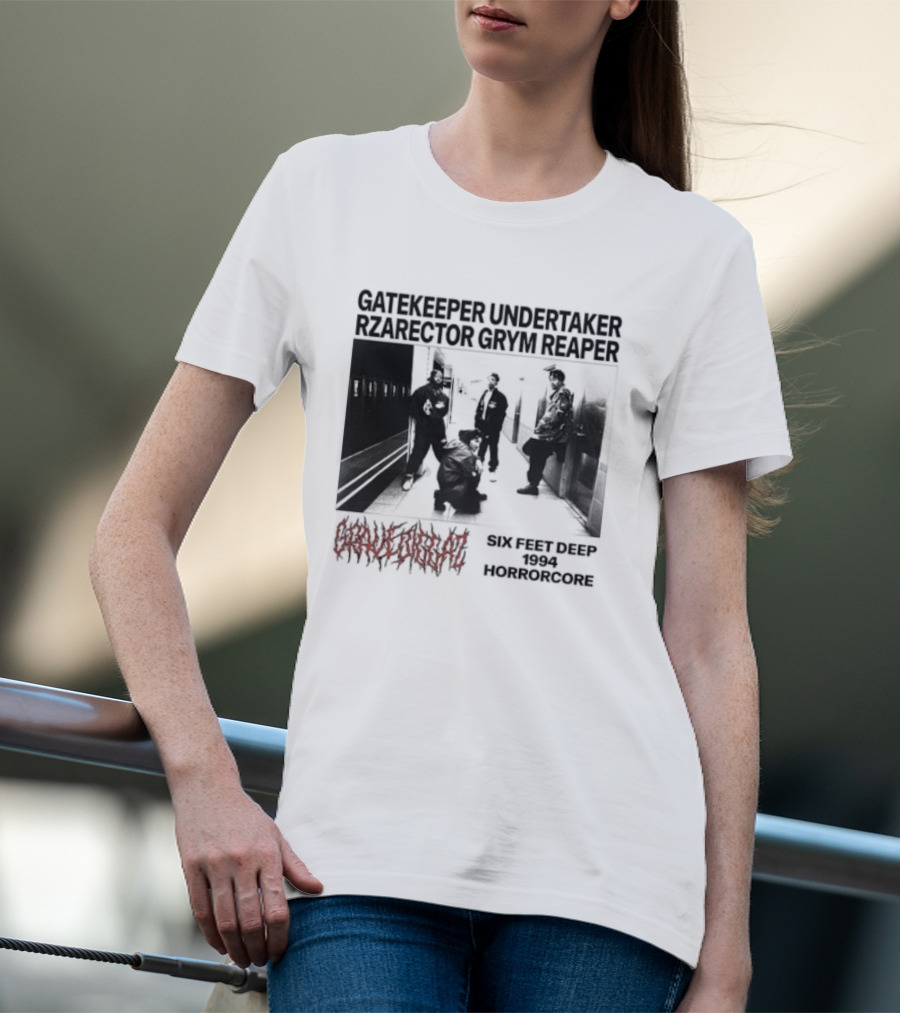 Gravediggaz Six Feet Deep 1994 Gatekeeper Undertaker Rzarector Grym Reaper Horrorcore T-Shirt