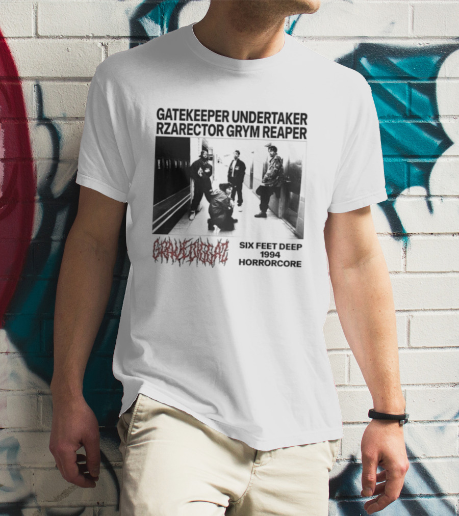 Gravediggaz Six Feet Deep 1994 Gatekeeper Undertaker Rzarector Grym Reaper Horrorcore T-Shirt