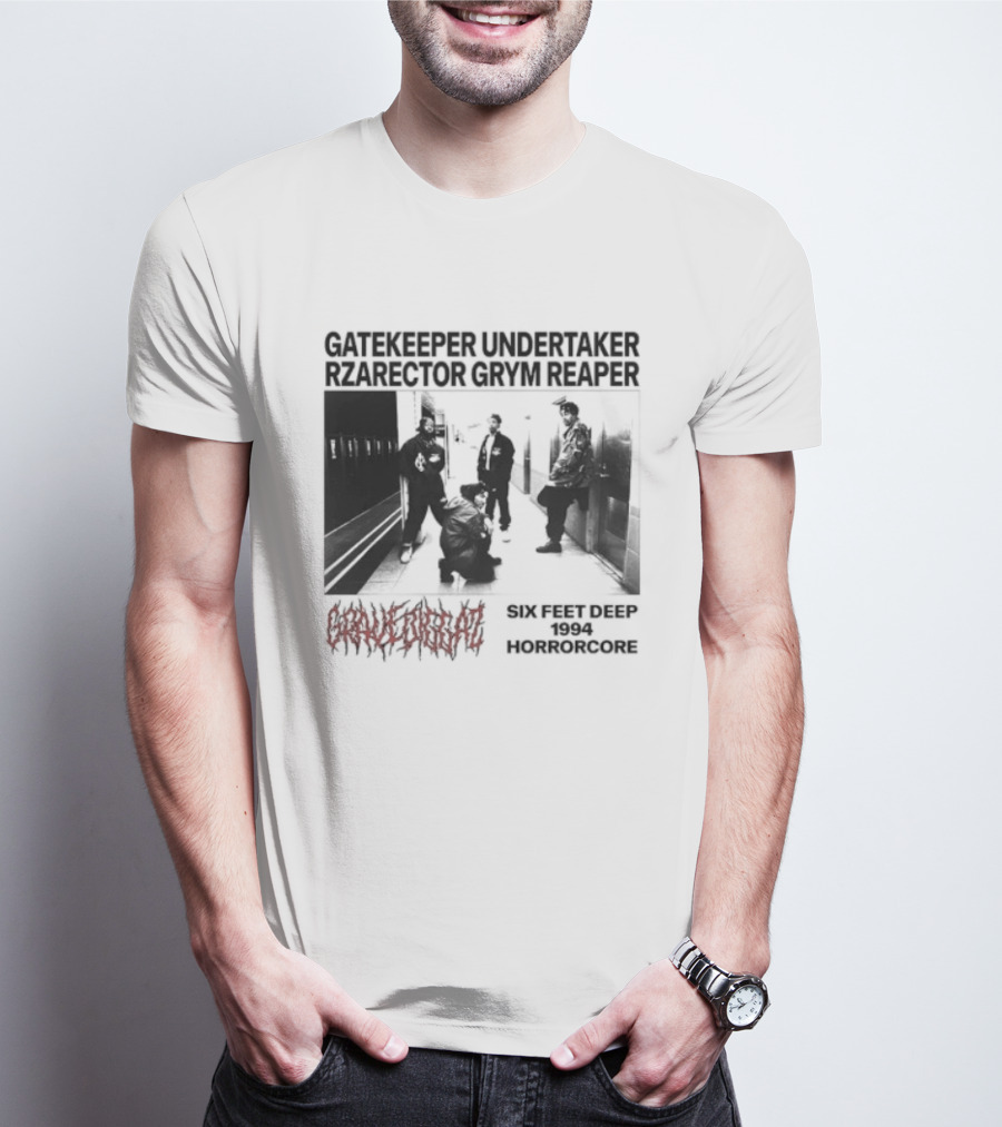 Gravediggaz Six Feet Deep 1994 Gatekeeper Undertaker Rzarector Grym Reaper Horrorcore T-Shirt