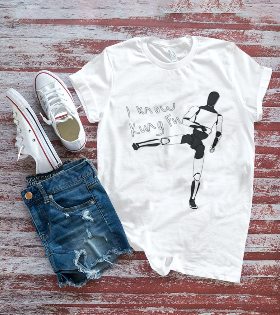 I Know Kung Fu Matrix Mannequin Neo Martial Arts Pose T-Shirt