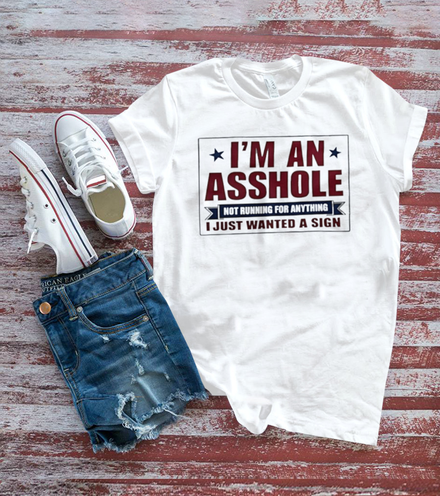 I'm An Asshole Not Running For Anything I Just Wanted A Sign T-Shirt