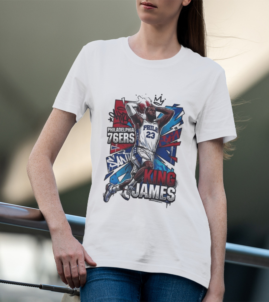 Philadelphia 76ers King James Dunk Graffiti T-Shirt