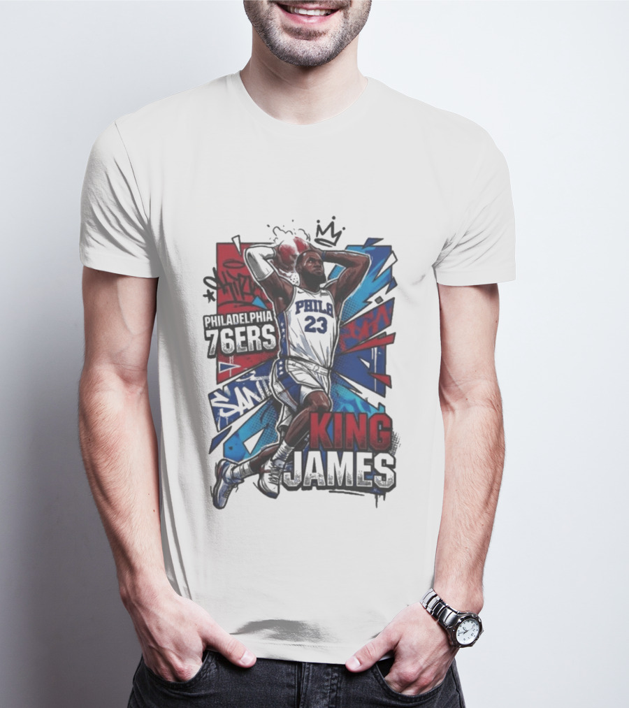 Philadelphia 76ers King James Dunk Graffiti T-Shirt