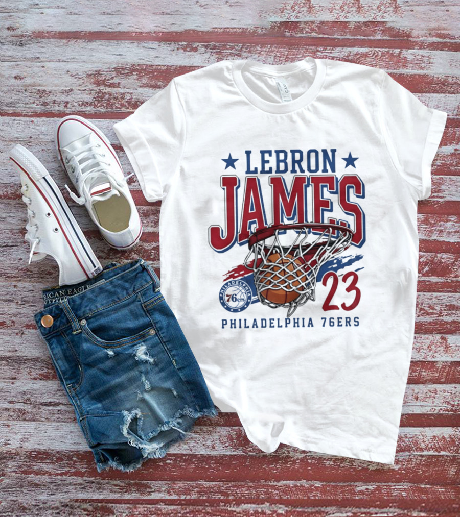 LeBron James Basketball 23 Hoop Philadelphia 76ers T-Shirt