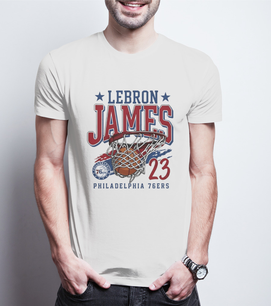 LeBron James Basketball 23 Hoop Philadelphia 76ers T-Shirt