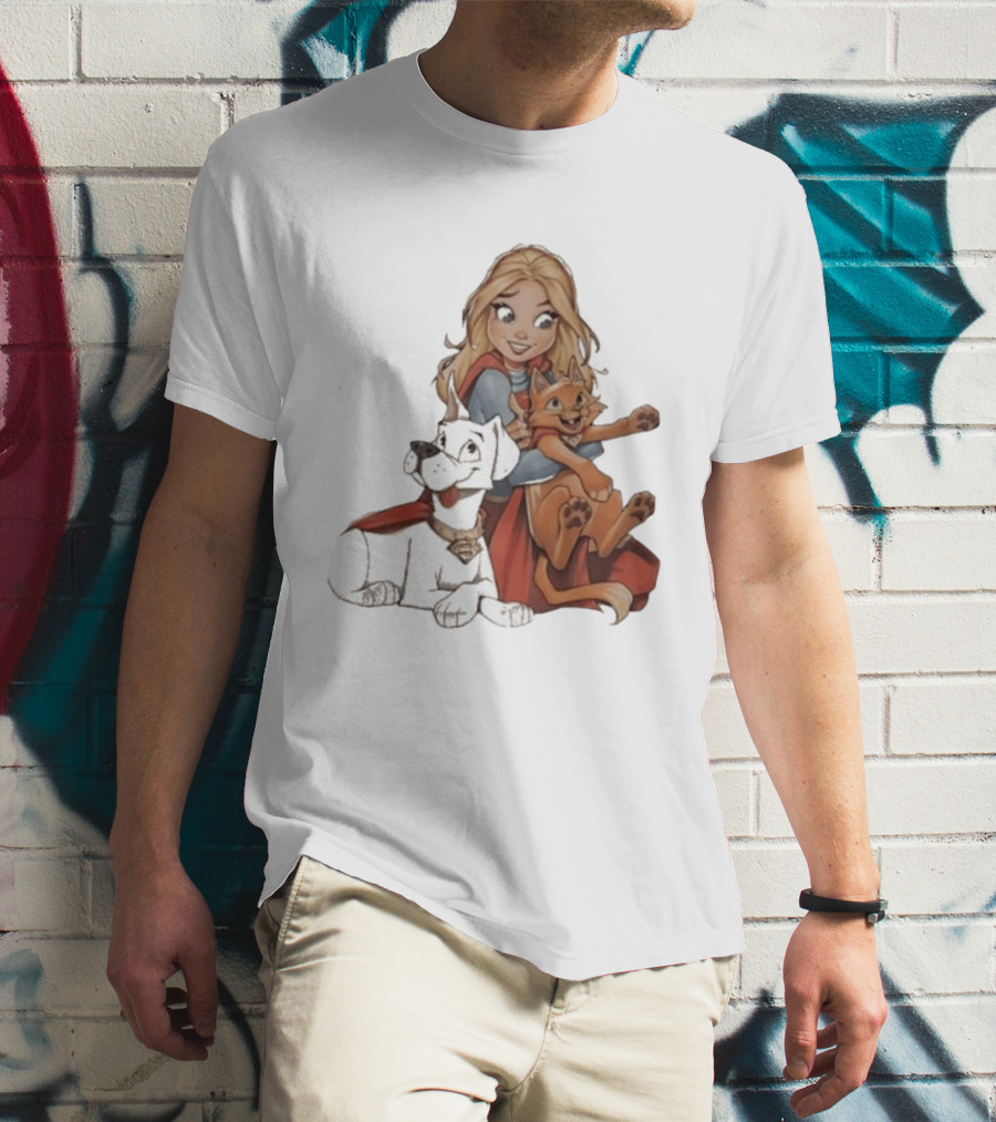 Supergirl Krypto Streaky Cartoon Characters Fun T-Shirt