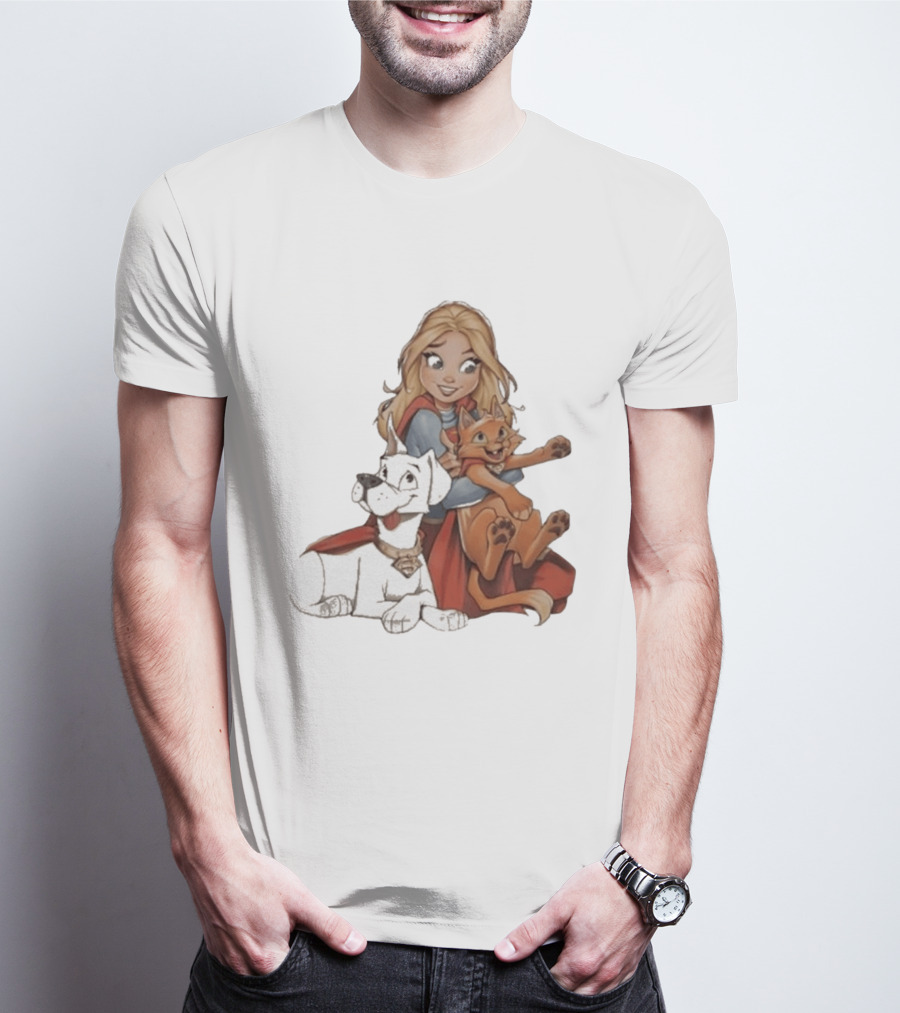 Supergirl Krypto Streaky Cartoon Characters Fun T-Shirt