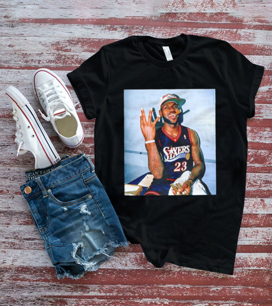 Philadelphia 76ers LeBron James 23 Cigar Photo T-Shirt