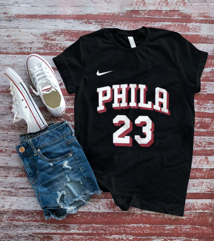 LeBron James 23 Phila 76ers Name Number Royal Nike T-Shirt