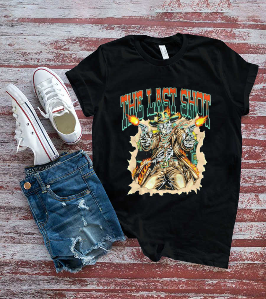 The Last Shot Cowboy Skeleton Western Gunslinger T-Shirt