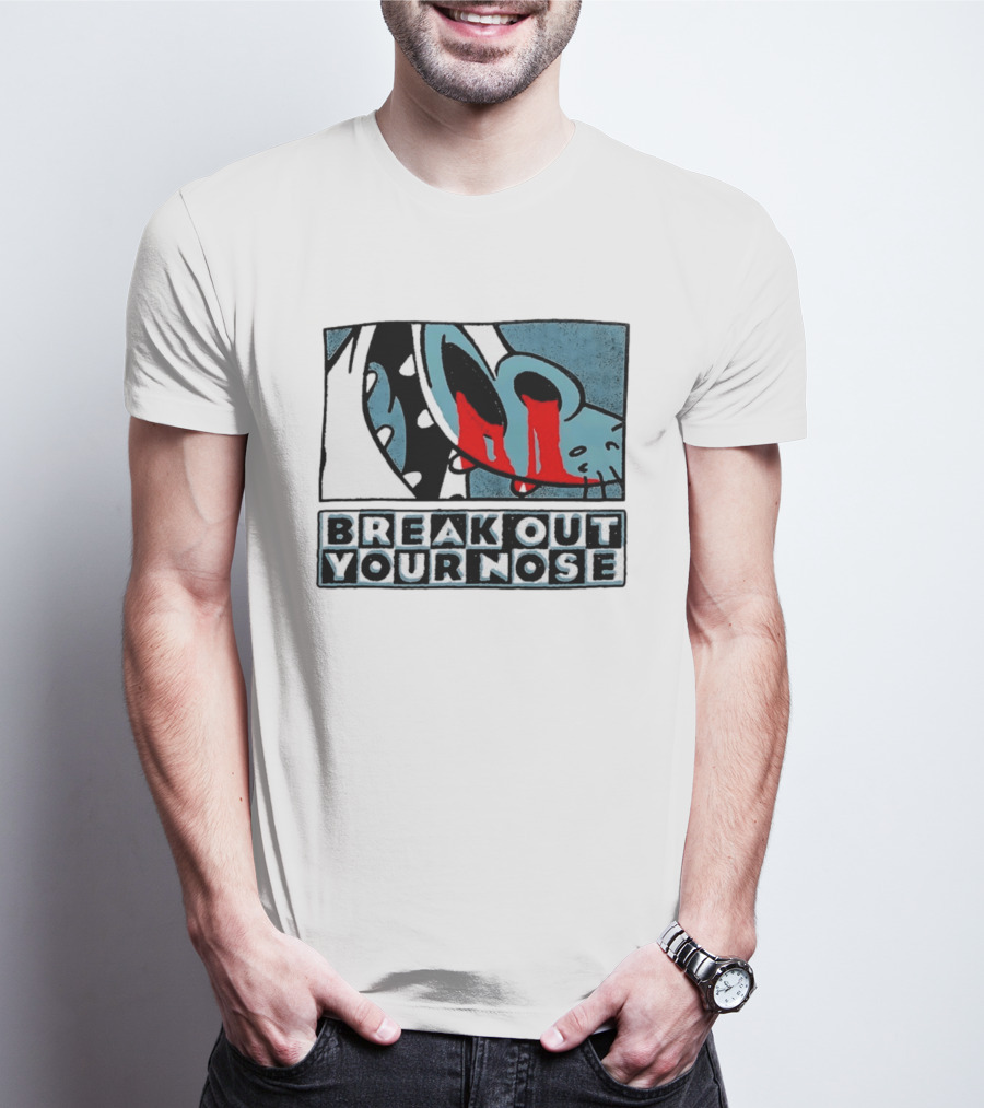Break Out Your Nose Comic Style Cartoon With Red Accent T-Shirt