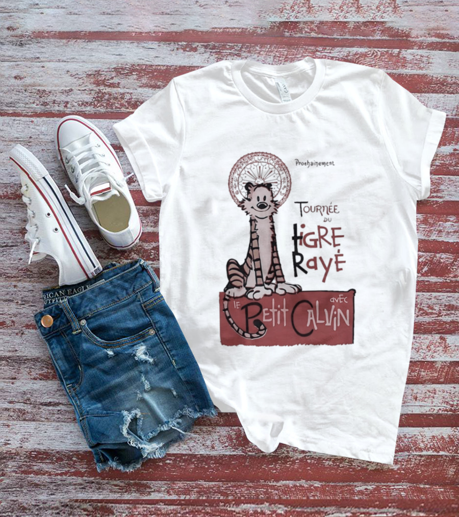 Tournée Du Tigre Raye Le Petit Calvin Avec Hobbes T-Shirt