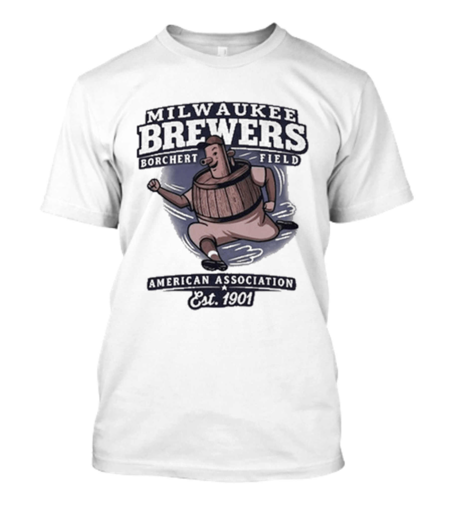 Milwaukee Brewers Borchert Field Running Barrelman American Association 1944 Team T-Shirt
