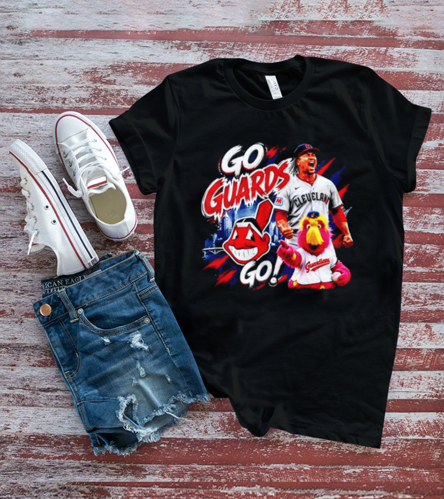 Jose Ramirez Cleveland Guardians Go Guards Go City Skyline Baseball Cheers T-Shirt