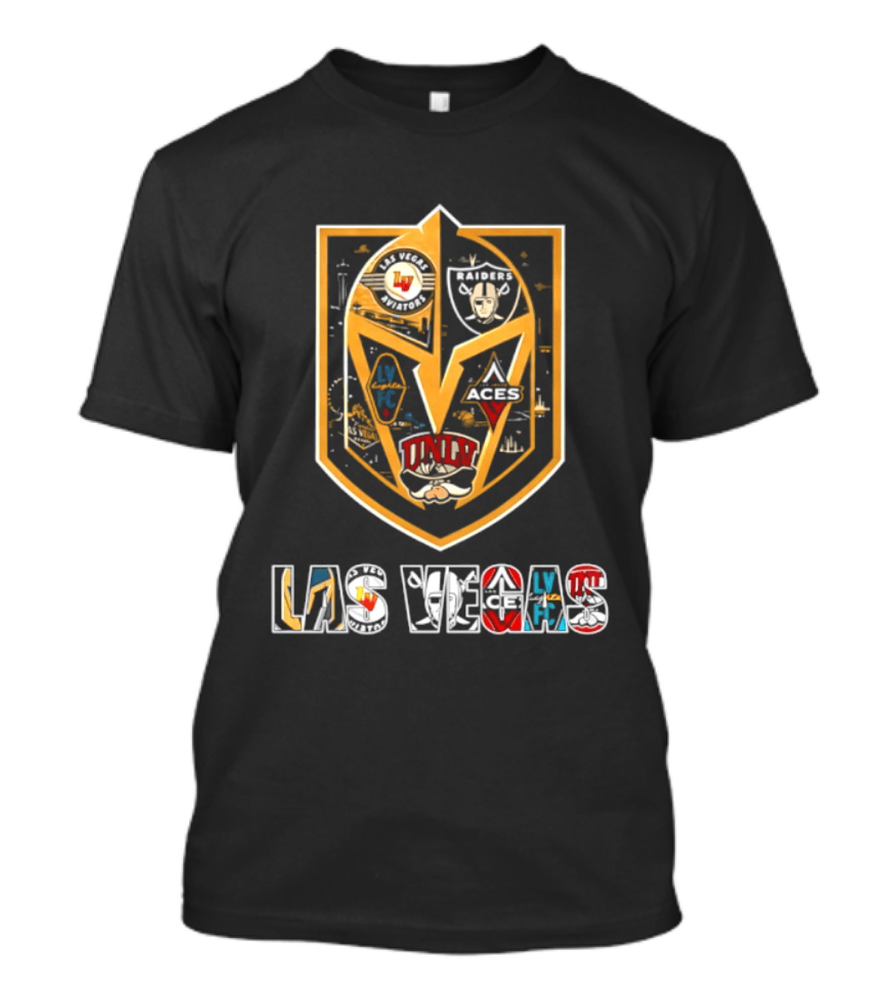 Las Vegas Aviators Raiders Lights FC Aces UNLV Collaboration Emblems T-Shirt
