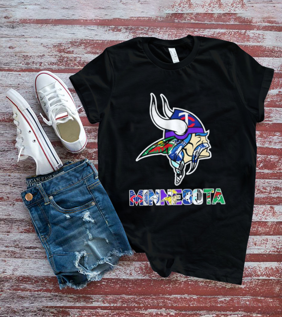 Minnesota Vikings Twins Wild Timberwolves United Team Fans Mashup T-Shirt