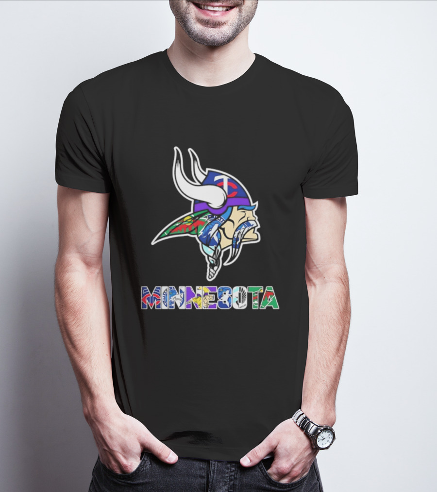 Minnesota Vikings Twins Wild Timberwolves United Team Fans Mashup T-Shirt