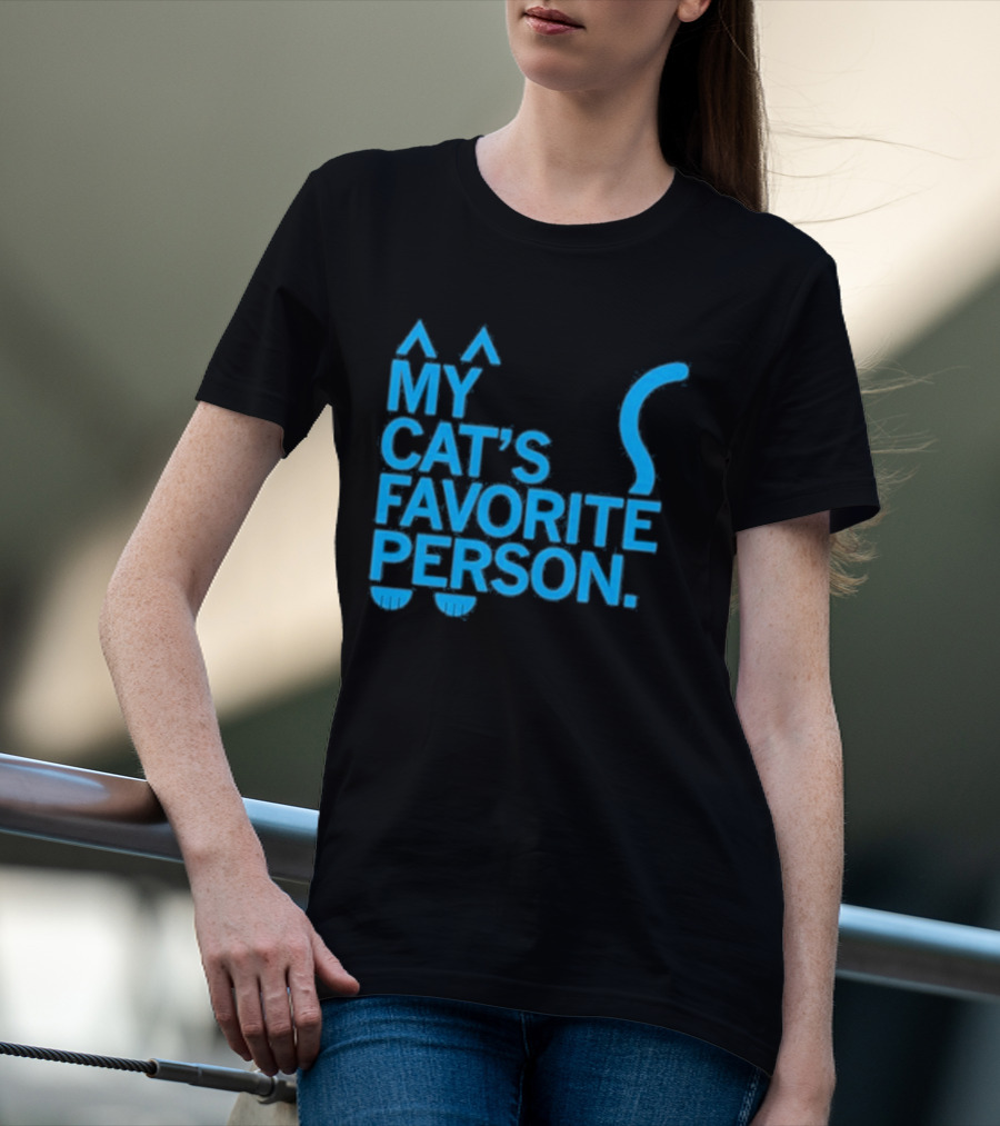 My Cat's Favorite Person Cat Ears And Tail Blue T-Shirt