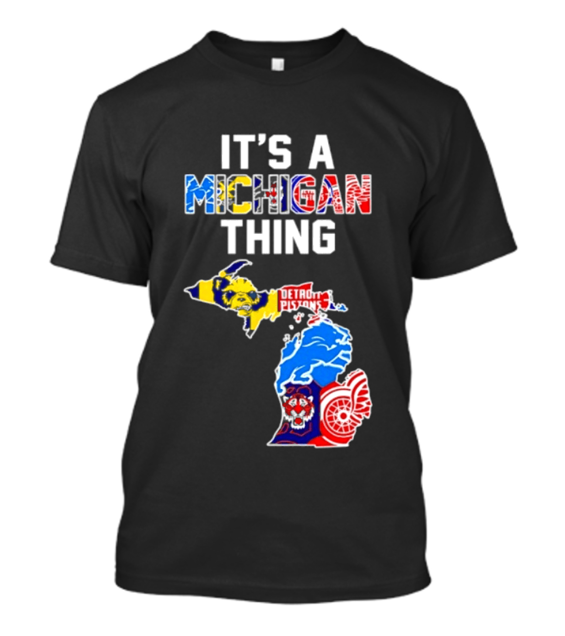 It's A Michigan Thing Detroit Pistons Lions Tigers Red Wings T-Shirt
