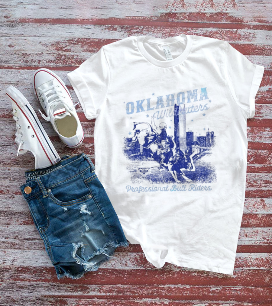 Oklahoma Wildcatters Professional Bull Riders Cowboy City Skyline T-Shirt