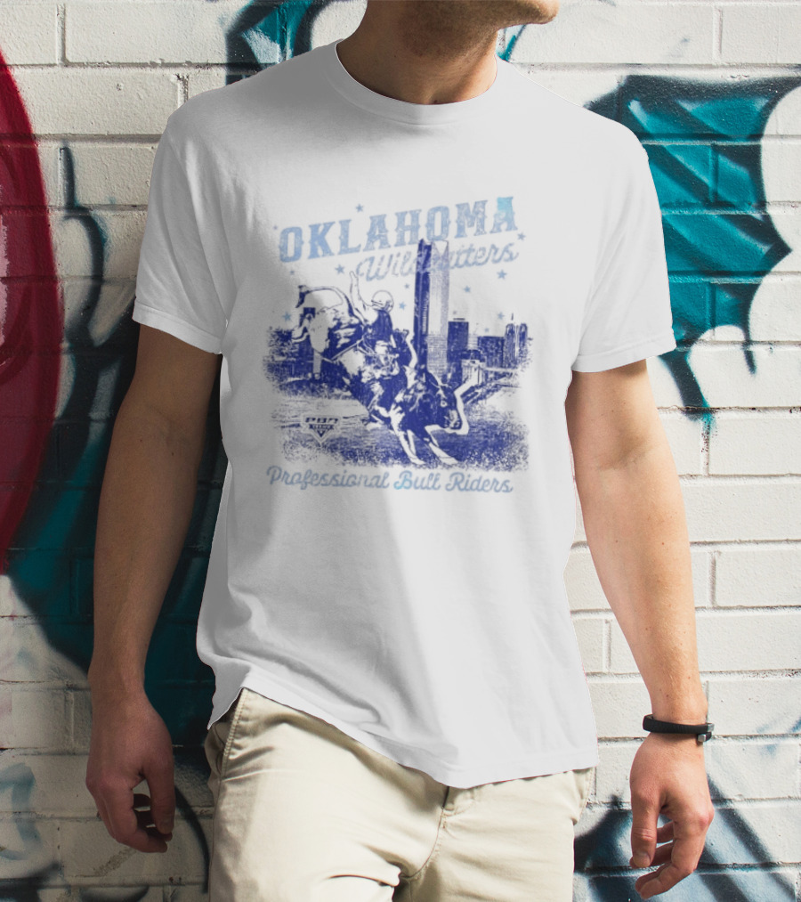 Oklahoma Wildcatters Professional Bull Riders Cowboy City Skyline T-Shirt