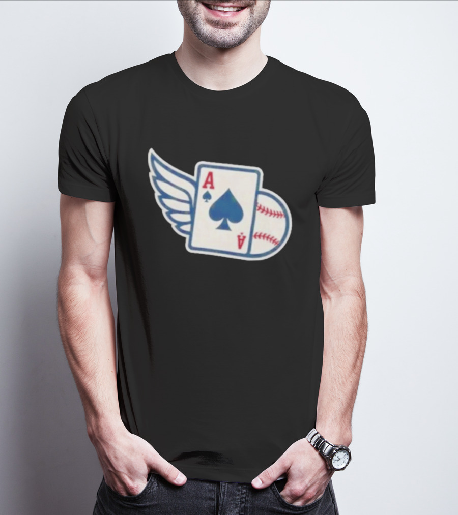 Ace Of Spades Baseball Winged Playing Card T-Shirt