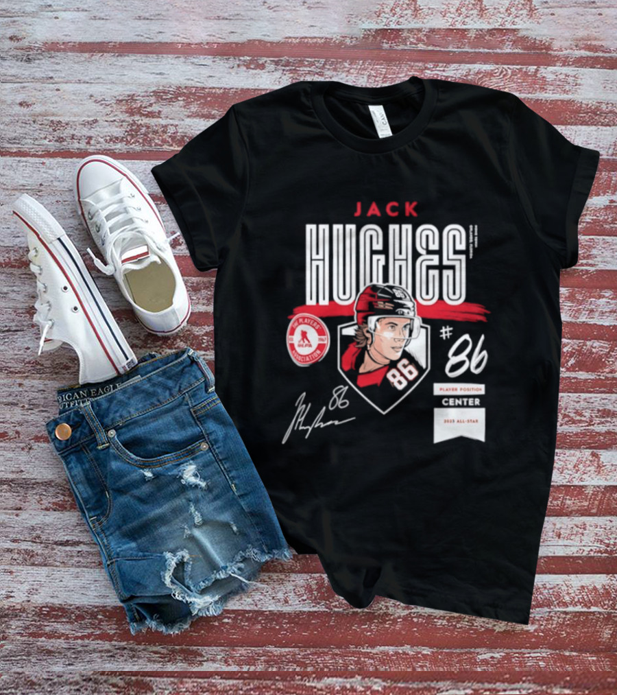 Jack Hughes 86 New Jersey Devils NHL Players Association Center 2026 All Star T-Shirt
