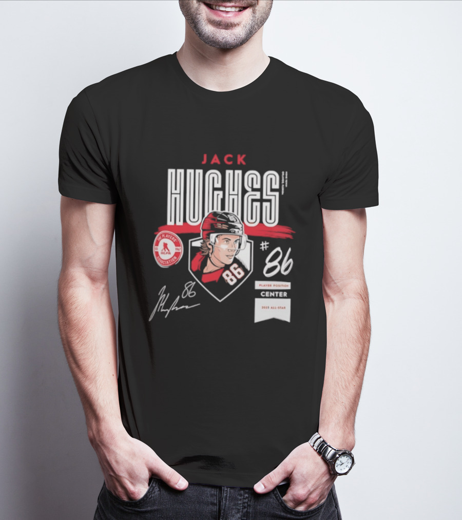 Jack Hughes 86 New Jersey Devils NHL Players Association Center 2026 All Star T-Shirt