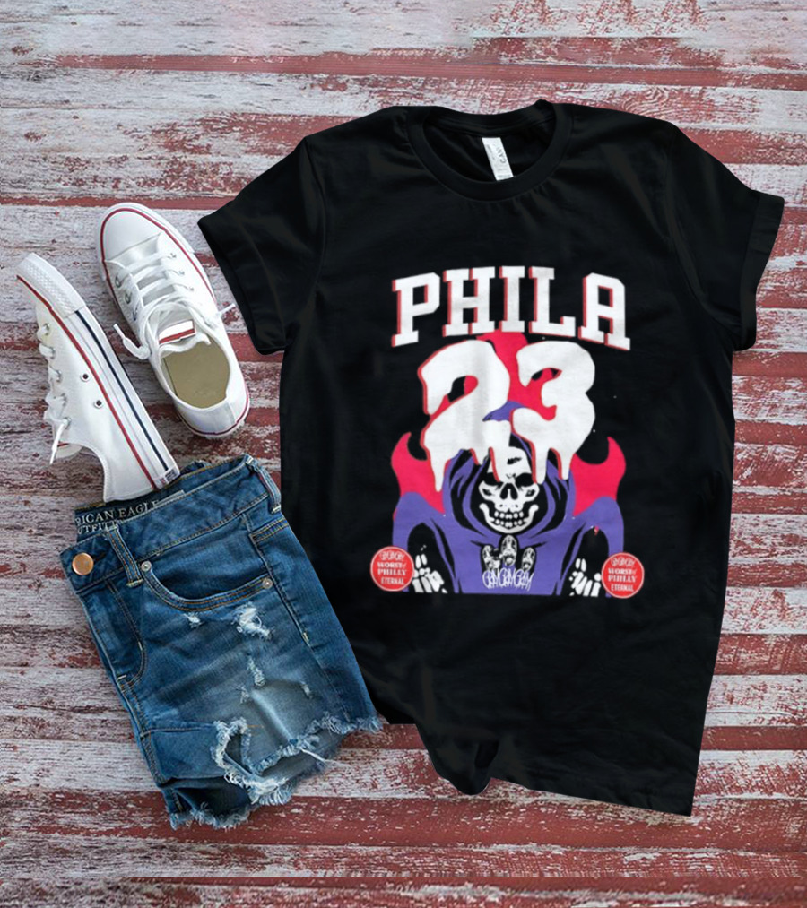 PHILA 23 Skeleton Grim Reaper Spooky Philly Worst Eternal T-Shirt