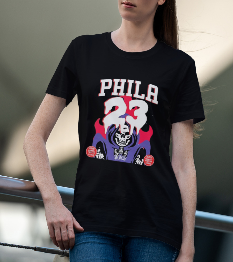 PHILA 23 Skeleton Grim Reaper Spooky Philly Worst Eternal T-Shirt
