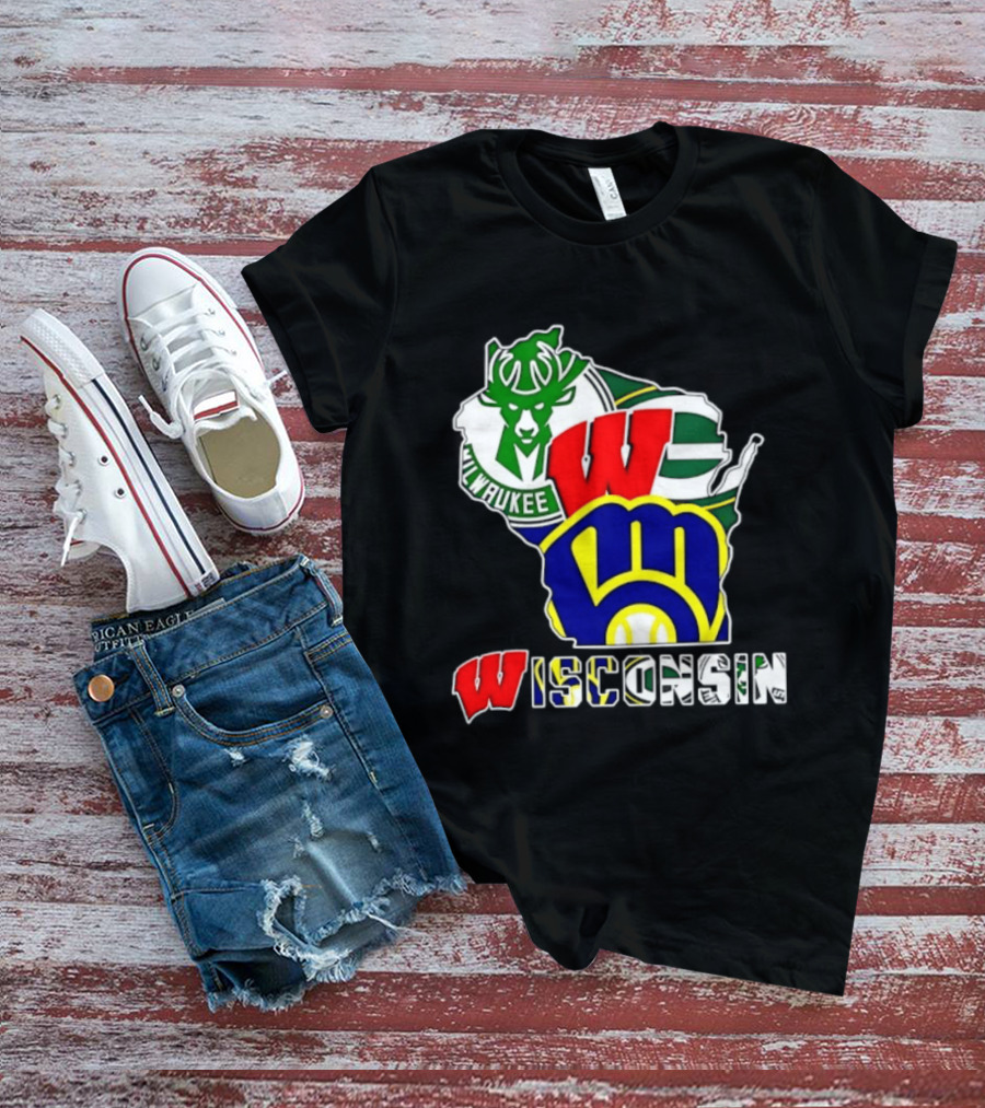 Milwaukee Bucks Green Bay Packers Milwaukee Brewers Collage Wisconsin T-Shirt
