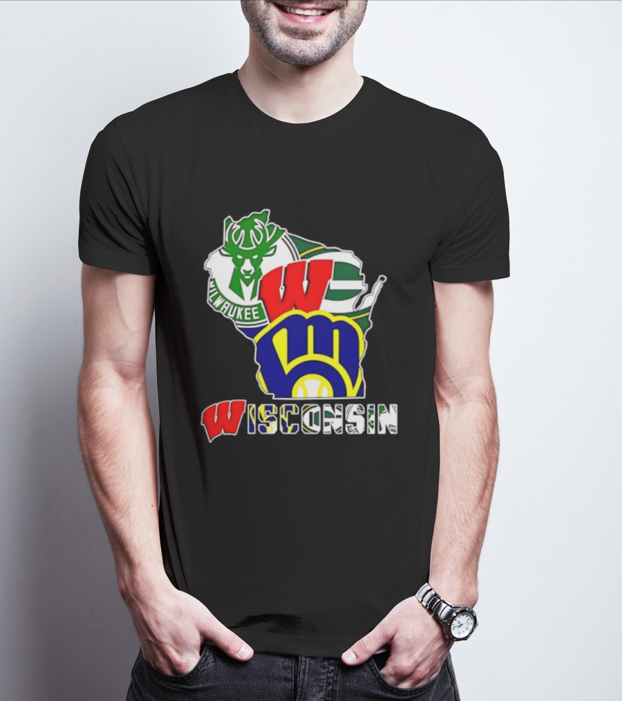 Milwaukee Bucks Green Bay Packers Milwaukee Brewers Collage Wisconsin T-Shirt