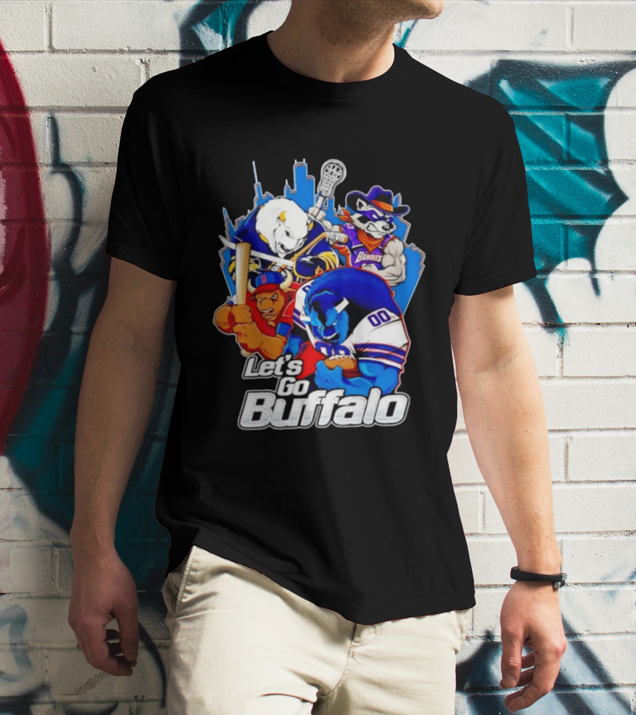 Let's Go Buffalo Bandits Sabres Bills Characters Sports Mascots T-Shirt