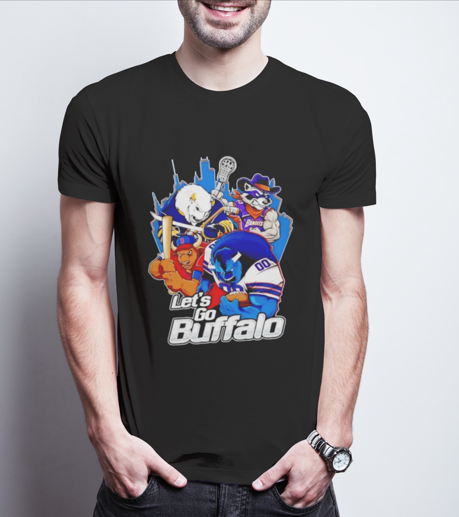Let's Go Buffalo Bandits Sabres Bills Characters Sports Mascots T-Shirt