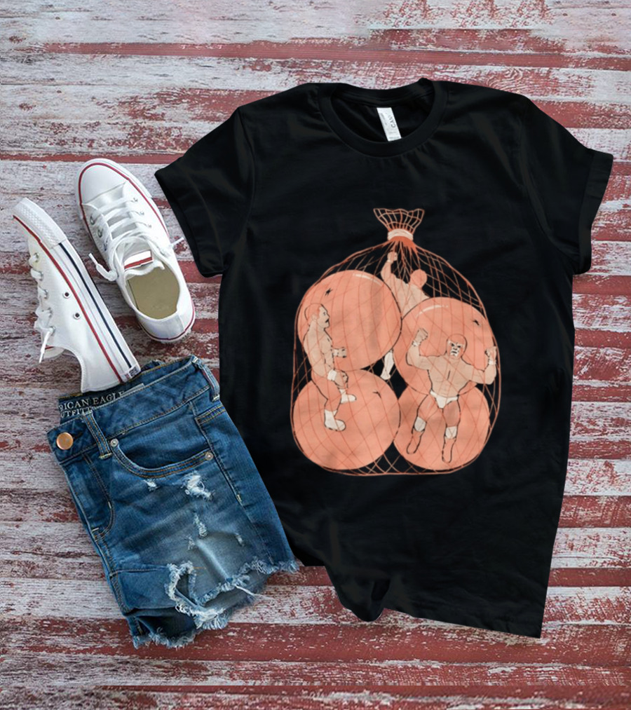 Wrestlers In Orange Produce Bag Mesh T-Shirt