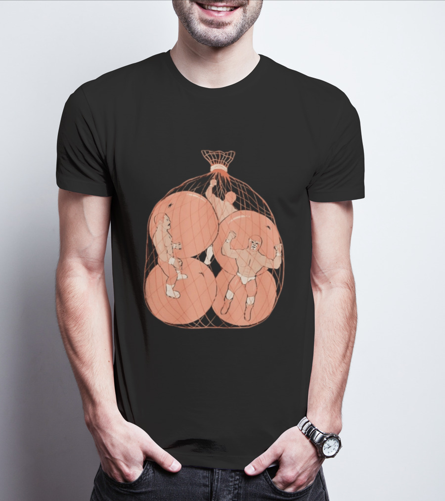 Wrestlers In Orange Produce Bag Mesh T-Shirt