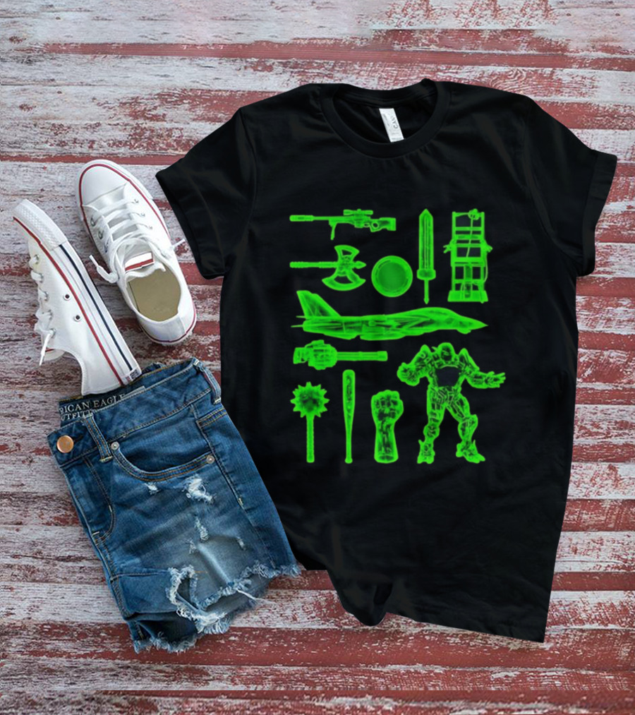 Ring Weapons Axe Sword Jet Robot Icon Collection T-Shirt