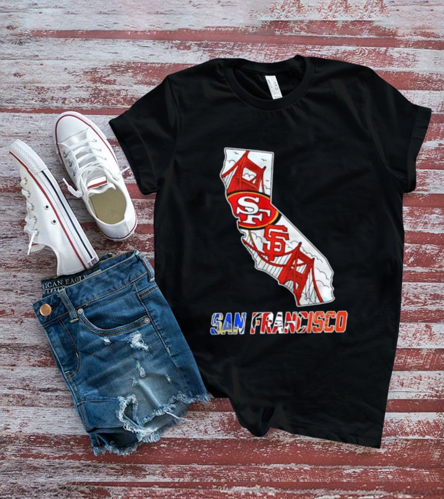 San Francisco 49ers Giants California Map T-Shirt