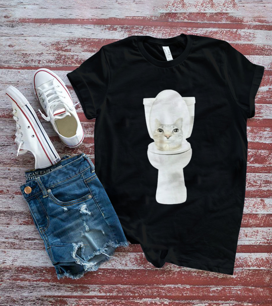 Skibidi Cat Toilet Humor Meme Fusion T-Shirt